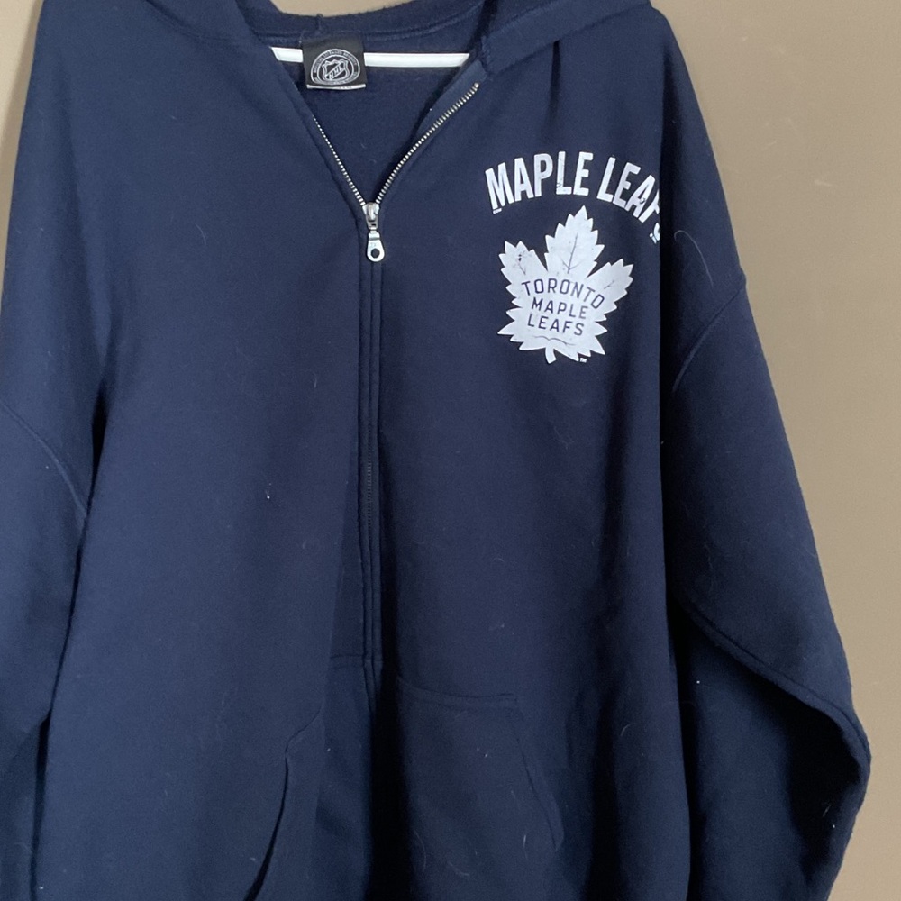 NHL Maple Leafs Navy Zip Up Sweater